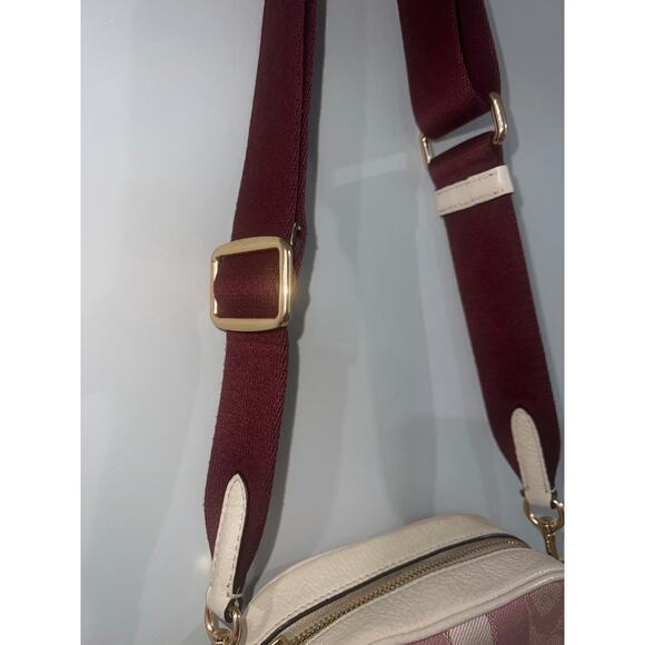 Coach Mini Dempsey Camera Bag – Signature Jacquard, Pink Stripe, Crossbody Purse - Picture 9 of 15